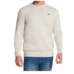 Chaps Mens Classic Fit Cotton Crewneck Sweater Oatmeal Heather Size L Value $60